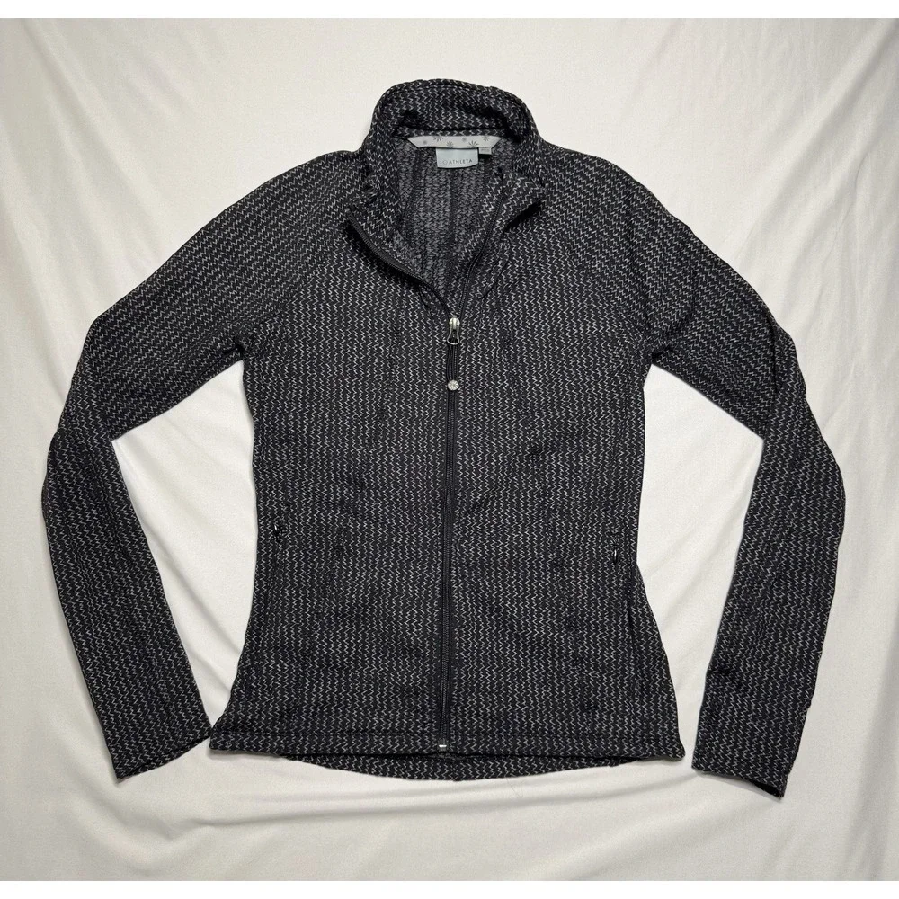 Athleta Heartbeat Hope Herringbone Athletic Full Zip Jacket Women's Size Small‎